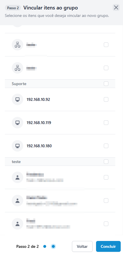 Grupos - Novo grupo - Criar - Passo 2