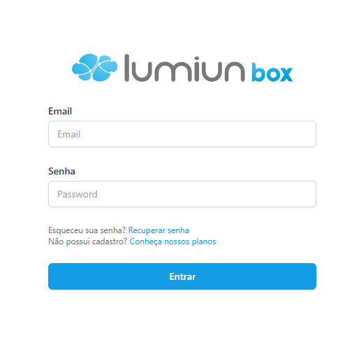 Painel de controle Lumiun - Página de login