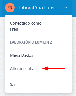 Painel de controle Lumiun - Usuário - Alterar senha